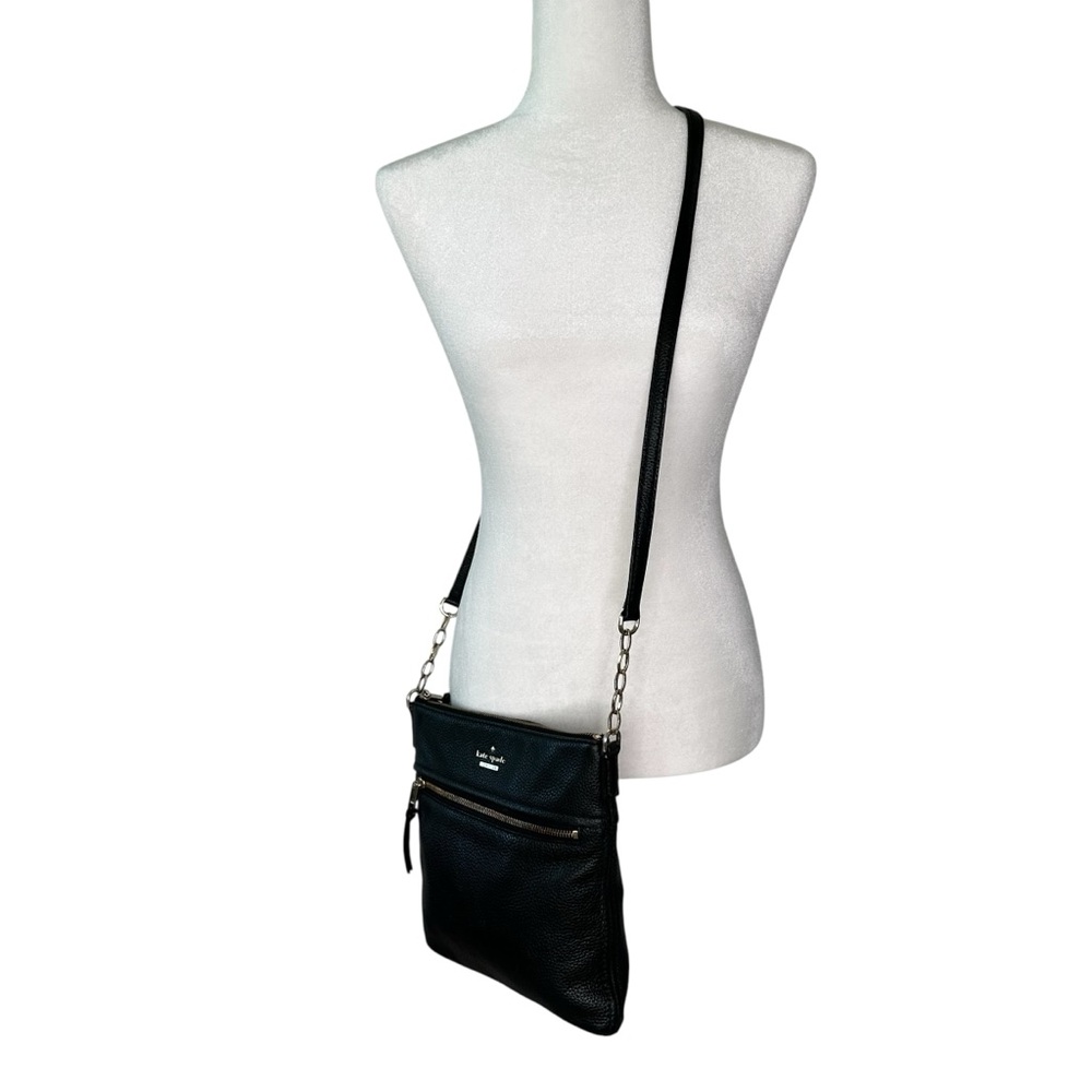 Kate Spade Black Crossbody Bag with Gold Accents Pebbled Leather